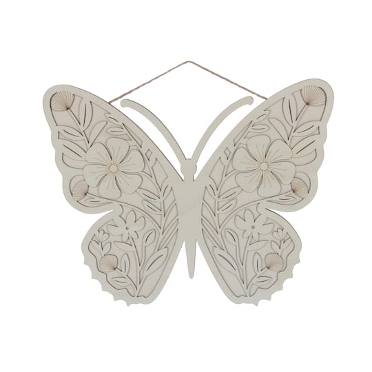 15.25" Floral Butterfly DIY Plywood Plaque by Make Market®